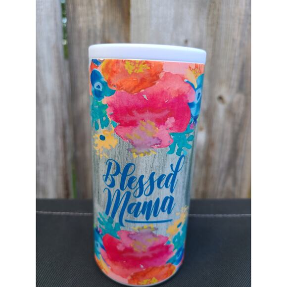 Blessed Mama Floral Skinny Can Cooler / Hard Surface Slim Can Holder - Picture 2 of 8